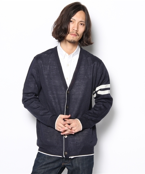 UNION STATION（ユニオンステーション）の「ライン入りカーディガン（カーディガン/ボレロ・メンズ・エメラルド/ブルー/ネイビー/イエロー/ピンク/オレンジ・MEDIUM/LARGE/LL）」の3枚目の写真