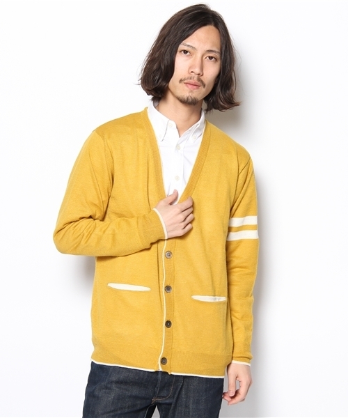 UNION STATION（ユニオンステーション）の「ライン入りカーディガン（カーディガン/ボレロ・メンズ・エメラルド/ブルー/ネイビー/イエロー/ピンク/オレンジ・MEDIUM/LARGE/LL）」の5枚目の写真