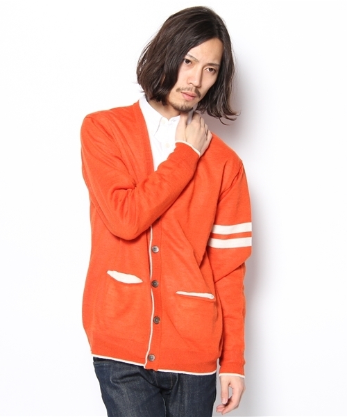 UNION STATION（ユニオンステーション）の「ライン入りカーディガン（カーディガン/ボレロ・メンズ・エメラルド/ブルー/ネイビー/イエロー/ピンク/オレンジ・MEDIUM/LARGE/LL）」の6枚目の写真