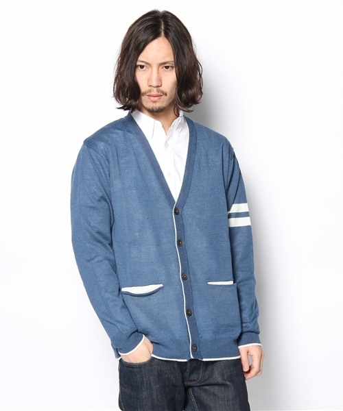 UNION STATION（ユニオンステーション）の「ライン入りカーディガン（カーディガン/ボレロ・メンズ・エメラルド/ブルー/ネイビー/イエロー/ピンク/オレンジ・MEDIUM/LARGE/LL）」の4枚目の写真