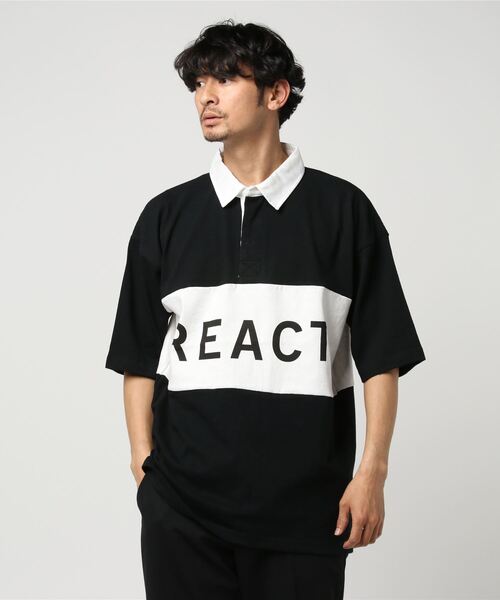 STYLEBLOCK（スタイルブロック）の「切替ロゴプリントビッグシルエット半袖ラガーシャツ（ポロシャツ・メンズ・オフホワイト/グリーン/ブラック/レッド・M/L）」の8枚目の写真