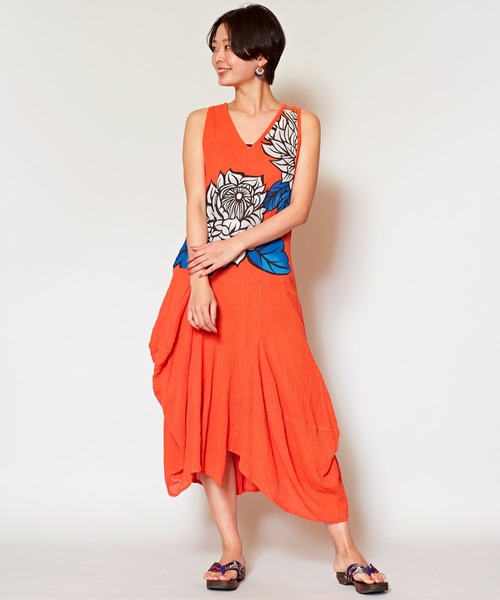 被り心地最高 チャイハネ 八重牡丹ノースリーブワンピース 絶賛 Patron Id