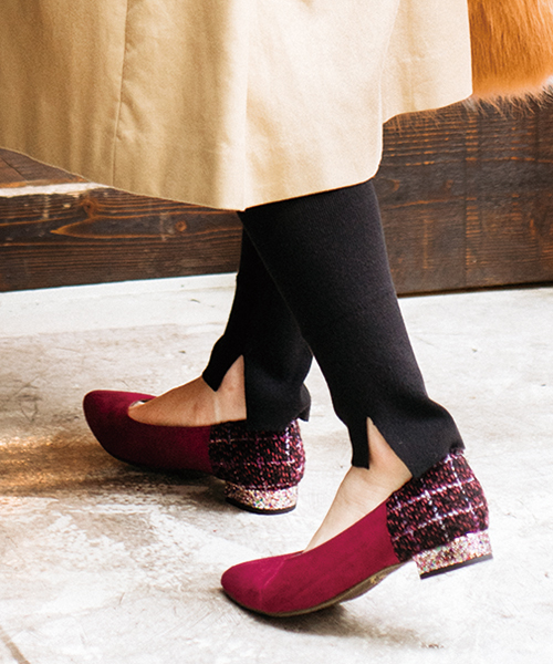 JELLY BEANS（ジェリービーンズ）の「mixツイードコンビパンプス(109-9604)JELLY BEANS(ジェリービーンズ)（パンプス・レディース・ブラック/パープル/ブルー/グレイッシュベージュ・23/24/22.5/24.5/23.5）」の4枚目の写真