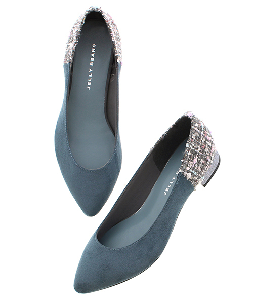 JELLY BEANS（ジェリービーンズ）の「mixツイードコンビパンプス(109-9604)JELLY BEANS(ジェリービーンズ)（パンプス・レディース・ブラック/パープル/ブルー/グレイッシュベージュ・23/24/22.5/24.5/23.5）」の3枚目の写真