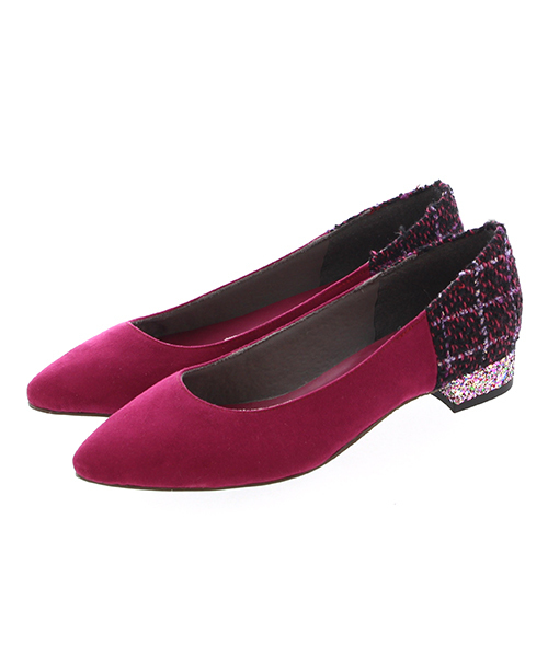 JELLY BEANS（ジェリービーンズ）の「mixツイードコンビパンプス(109-9604)JELLY BEANS(ジェリービーンズ)（パンプス・レディース・ブラック/パープル/ブルー/グレイッシュベージュ・23/24/22.5/24.5/23.5）」の8枚目の写真