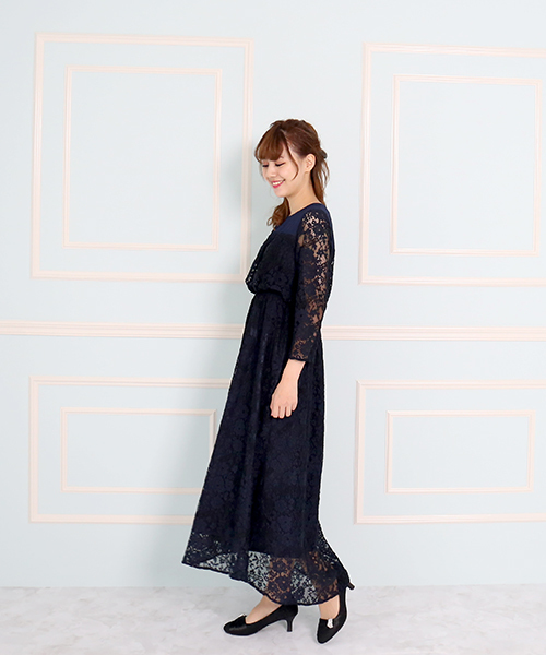 marjour　マージュール　ヘムライン　総柄　花柄 シフォンロングワンピース 楽天市場】【在庫一掃SALE】ワンピース きれいめ マーブル 総柄
