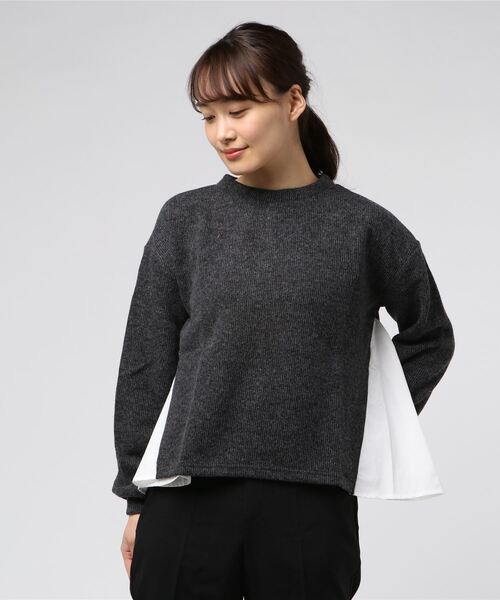 STYLEBLOCK（スタイルブロック）の「サカリバ起毛ブロード切替プルオーバー（ニット/セーター・レディース・カーキ/ダークグレー/キャメル・FREE）」の2枚目の写真
