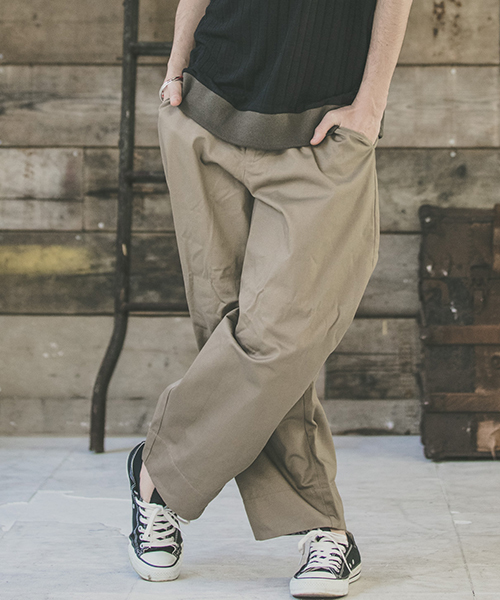 CAMBIO（カンビオ）の「mp6815-Twill Sarrouel Wide Pants　ワイドパンツ（その他パンツ・メンズ・ブラック/ベージュ/オリーブ・L/M/S）」の2枚目の写真
