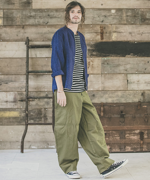 CAMBIO（カンビオ）の「mp6815-Twill Sarrouel Wide Pants　ワイドパンツ（その他パンツ・メンズ・ブラック/ベージュ/オリーブ・L/M/S）」の7枚目の写真