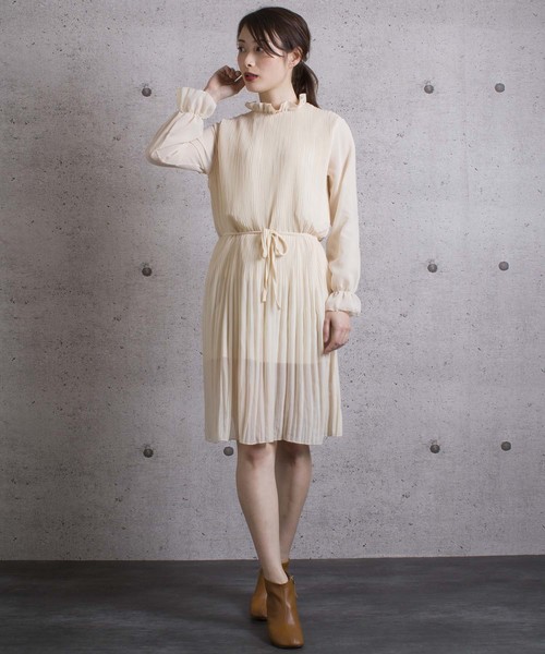 LUGG NAGG(ラグナグ)の「【Jewelobe/ ジュエローブ】 プリーツワンピース(ワンピース・レディース・ブラック/ベージュ/オフホワイト/イエロー・FREE)」の1枚目の写真