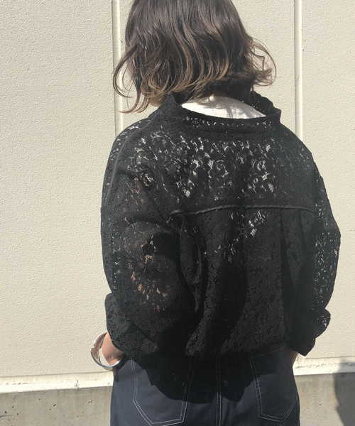 &g'aime（アンジェム）の「【&g'aime】レースシアーブルゾン（ブルゾン・レディース・ホワイト/ブラック・FREE）」の9枚目の写真