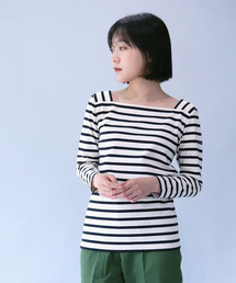 【新品】 Le minorルミノア　スクエアネックボーダー　Tシャツ　カットソー Le Minor（ルミノア）の「ルミノア Le minor / スクエアネック