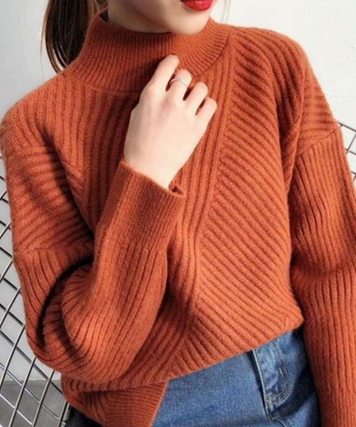 c.u.l(シーユーエル)の「【c.u.l】【2019AW】ハイネック リブデザインニット セーター chw619(ニット/セーター・レディース・ブラック/ブラウン/ブルー/ホワイト/イエロー・FREE)」の3枚目の写真