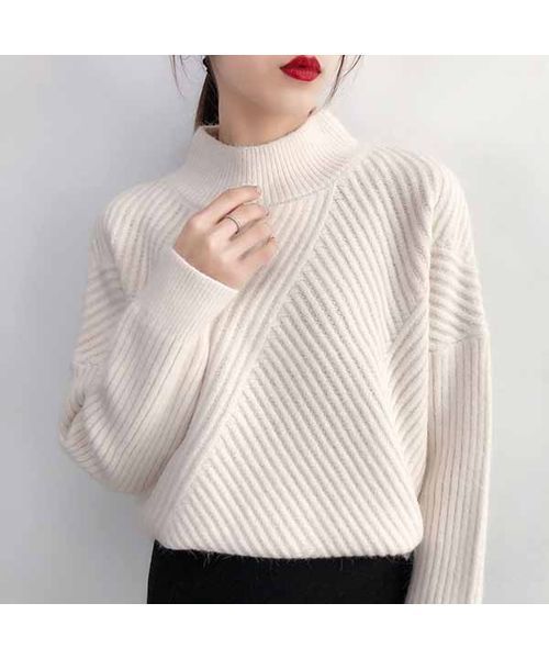 c.u.l(シーユーエル)の「【c.u.l】【2019AW】ハイネック リブデザインニット セーター chw619(ニット/セーター・レディース・ブラック/ブラウン/ブルー/ホワイト/イエロー・FREE)」の18枚目の写真