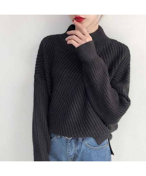 c.u.l(シーユーエル)の「【c.u.l】【2019AW】ハイネック リブデザインニット セーター chw619(ニット/セーター・レディース・ブラック/ブラウン/ブルー/ホワイト/イエロー・FREE)」の21枚目の写真