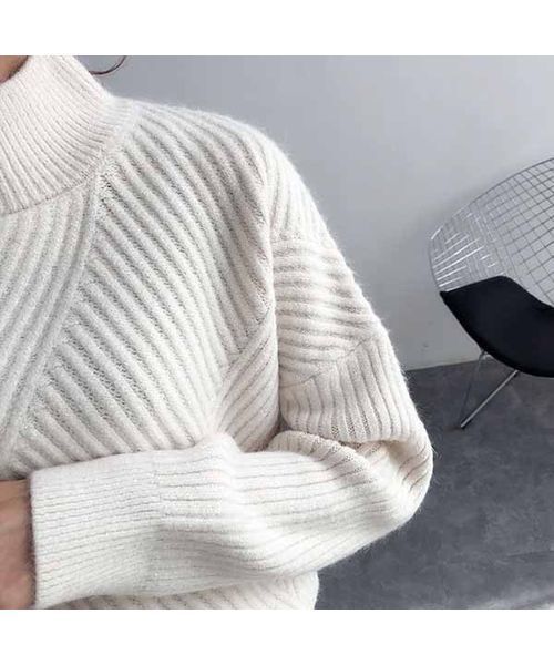 c.u.l(シーユーエル)の「【c.u.l】【2019AW】ハイネック リブデザインニット セーター chw619(ニット/セーター・レディース・ブラック/ブラウン/ブルー/ホワイト/イエロー・FREE)」の17枚目の写真