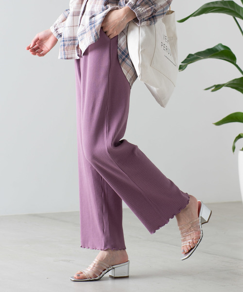 WEGO（ウィゴー）の「WEGO/メロウリブパンツ（その他パンツ・レディース・ライトブラウン/ライトパープル/アイボリー/ブラック/ライトベージュ・FREE）」の5枚目の写真