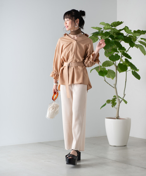 WEGO（ウィゴー）の「WEGO/メロウリブパンツ（その他パンツ・レディース・ライトブラウン/ライトパープル/アイボリー/ブラック/ライトベージュ・FREE）」の15枚目の写真