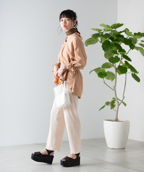 WEGO（ウィゴー）の「WEGO/メロウリブパンツ（その他パンツ・レディース・ライトブラウン/ライトパープル/アイボリー/ブラック/ライトベージュ・FREE）」の8枚目の写真