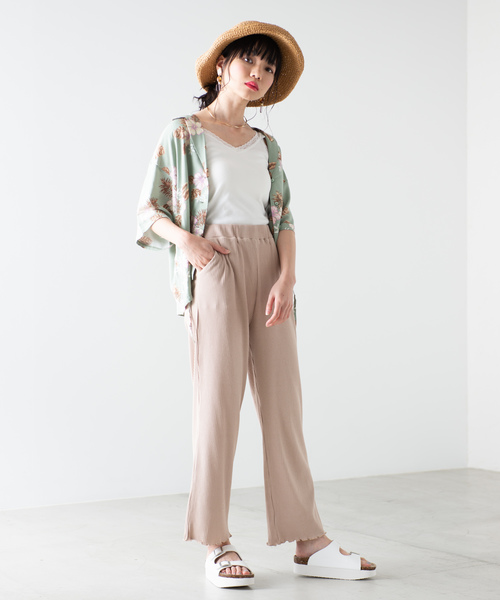 WEGO（ウィゴー）の「WEGO/メロウリブパンツ（その他パンツ・レディース・ライトブラウン/ライトパープル/アイボリー/ブラック/ライトベージュ・FREE）」の9枚目の写真