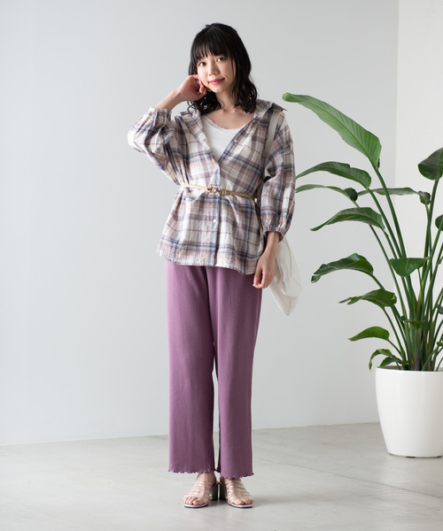 WEGO（ウィゴー）の「WEGO/メロウリブパンツ（その他パンツ・レディース・ライトブラウン/ライトパープル/アイボリー/ブラック/ライトベージュ・FREE）」の19枚目の写真