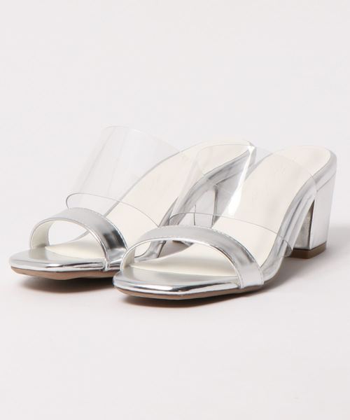 KOBE LETTUCE（コウベレタス）の「クリアベルト異素材スクエアトゥサボサンダル（サンダル・レディース・ブラック/シルバー/モカ/ライトベージュ・L/LL/M/S）」の5枚目の写真