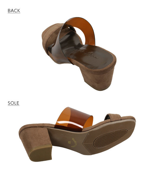 KOBE LETTUCE（コウベレタス）の「クリアベルト異素材スクエアトゥサボサンダル（サンダル・レディース・ブラック/シルバー/モカ/ライトベージュ・L/LL/M/S）」の10枚目の写真