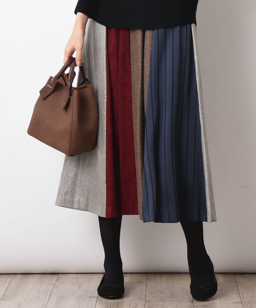 INTERPLANET（インタープラネット）の「【doll　up　oops】４TEXフレアースカート（スカート・レディース・ブラック/ボルドー・FREE）」の2枚目の写真