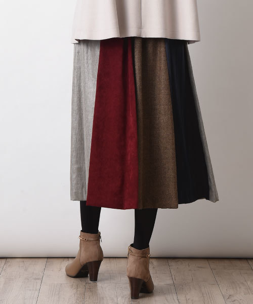 INTERPLANET（インタープラネット）の「【doll　up　oops】４TEXフレアースカート（スカート・レディース・ブラック/ボルドー・FREE）」の6枚目の写真