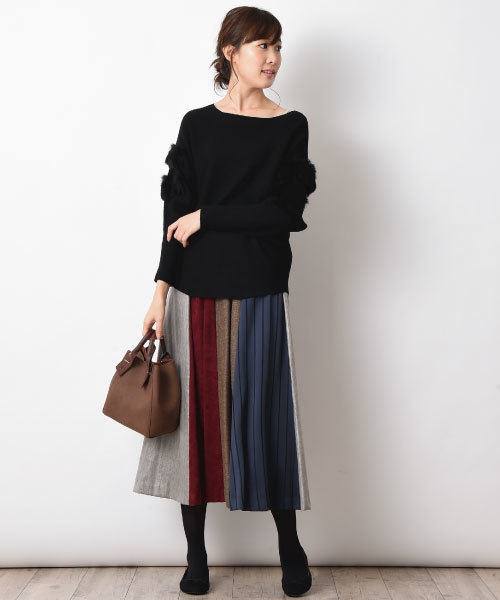 INTERPLANET（インタープラネット）の「【doll　up　oops】４TEXフレアースカート（スカート・レディース・ブラック/ボルドー・FREE）」の3枚目の写真