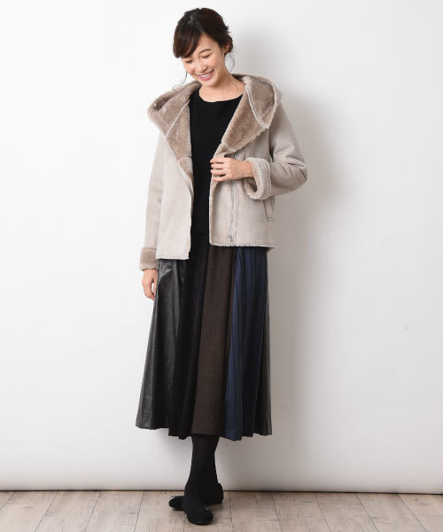 INTERPLANET（インタープラネット）の「【doll　up　oops】４TEXフレアースカート（スカート・レディース・ブラック/ボルドー・FREE）」の4枚目の写真