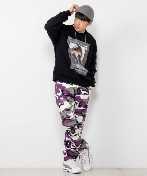 WEGO（ウィゴー）の「WEGO/ワイドカーゴパンツ（カーゴパンツ・メンズ・ブラック/その他1/その他2/パープル/その他3/その他4/その他5/その他6・MEDIUM/LARGE/SMALL）」の15枚目の写真