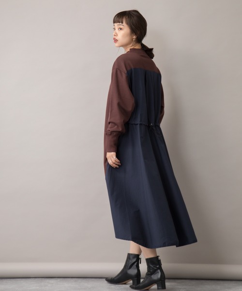 【セール】【Liyoca】裏毛布帛ドッキングワンピース（ワンピース）｜Liyoca（リヨカ）