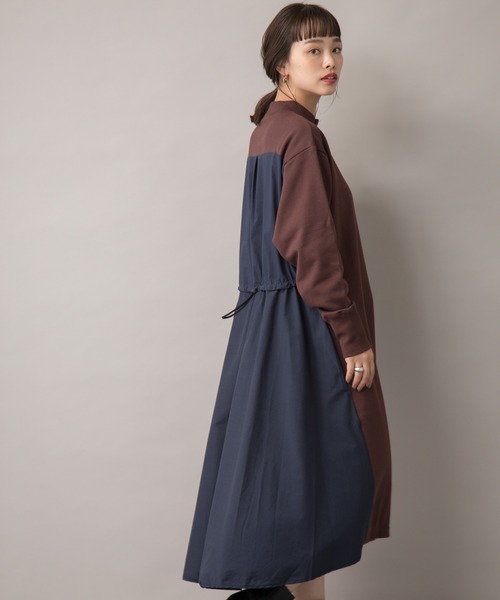 【セール】【Liyoca】裏毛布帛ドッキングワンピース（ワンピース）｜Liyoca（リヨカ）