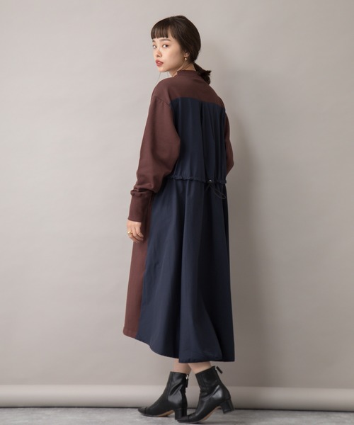 【セール】【Liyoca】裏毛布帛ドッキングワンピース（ワンピース）｜Liyoca（リヨカ）