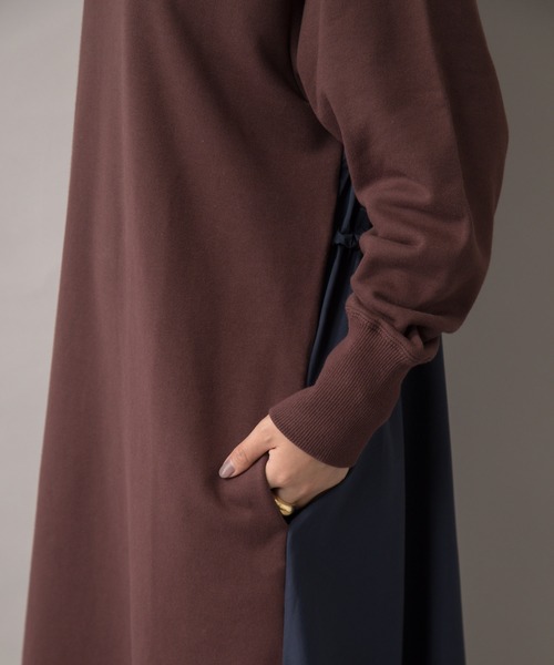 【セール】【Liyoca】裏毛布帛ドッキングワンピース（ワンピース）｜Liyoca（リヨカ）