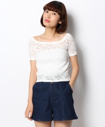 オフショルレースTシャツ