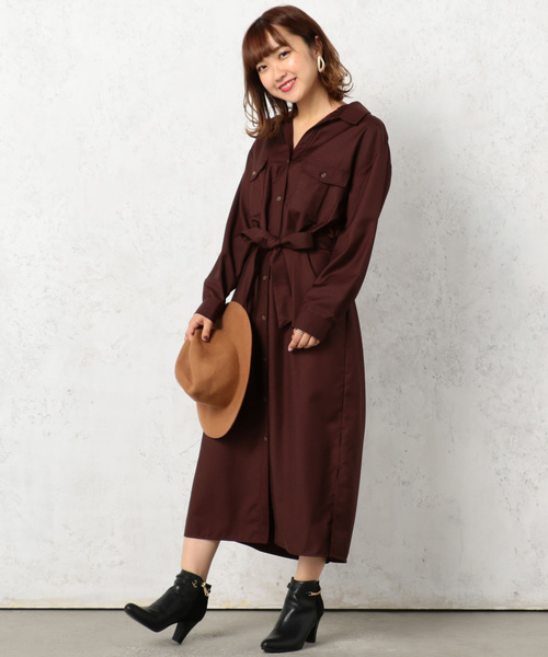 ミリタリーシャツワンピース シャツワンピース Cheek チーク のファッション ワンピース セール