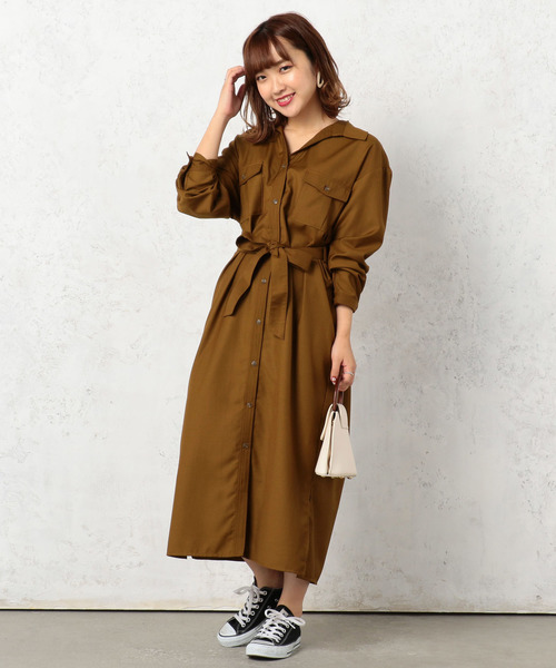 ミリタリーシャツワンピース シャツワンピース Cheek チーク のファッション ワンピース セール
