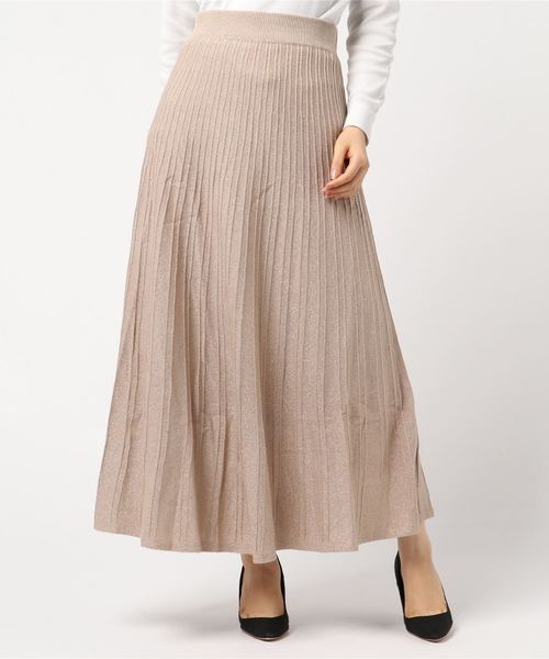 archives(アルシーヴ)の「ラメ入りタック編みニットスカート(スカート・レディース・ブラック/ベージュ/パープル/ブラウン・MEDIUM)」の3枚目の写真