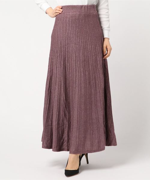 archives(アルシーヴ)の「ラメ入りタック編みニットスカート(スカート・レディース・ブラック/ベージュ/パープル/ブラウン・MEDIUM)」の4枚目の写真