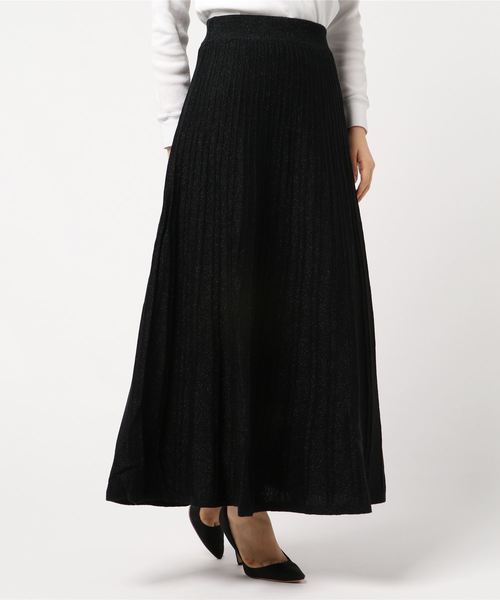 archives(アルシーヴ)の「ラメ入りタック編みニットスカート(スカート・レディース・ブラック/ベージュ/パープル/ブラウン・MEDIUM)」の2枚目の写真