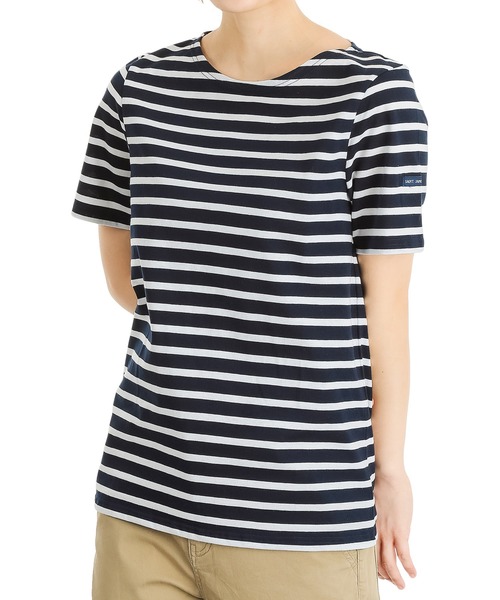 SAINT JAMES（セントジェームス）の「SAINT JAMES LEVANT セントジェームス レバント ボーダー 半袖Tシャツ（Tシャツ/カットソー・メンズ・ブルー系その他/ホワイト×ネイビー/ホワイト×レッド/インディゴブルー/ホワイト×ブルー/キナリ/ベージュ系/ブルー系2/レッド系その他3/ホワイト×ブラック・MEDIUM/X-SMALL/SMALL/LARGE/X-LARGE）」の4枚目の写真