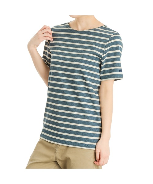 SAINT JAMES（セントジェームス）の「SAINT JAMES LEVANT セントジェームス レバント ボーダー 半袖Tシャツ（Tシャツ/カットソー・メンズ・ブルー系その他/ホワイト×ネイビー/ホワイト×レッド/インディゴブルー/ホワイト×ブルー/キナリ/ベージュ系/ブルー系2/レッド系その他3/ホワイト×ブラック・MEDIUM/X-SMALL/SMALL/LARGE/X-LARGE）」の7枚目の写真