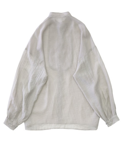 シアーポプリンブザム切替えバンドカラーブラウス（シャツ/ブラウス