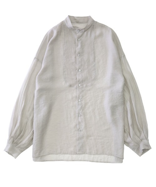 select MOCA（セレクトモカ）の「シアーポプリンブザム切替えバンドカラーブラウス（シャツ/ブラウス・レディース・ライトグレー/モスグリーン/ラベンダー/ブラウン/ブラック/ライトイエロー・FREE）」の9枚目の写真