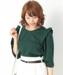 Heather | カタフリルボーダー7分袖　550321(Tシャツ/カットソー)