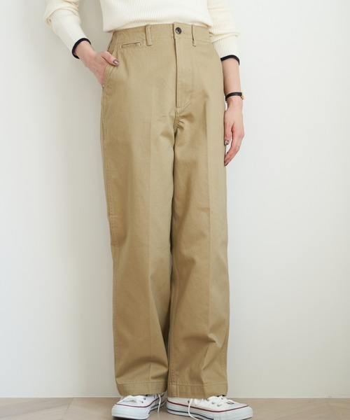 AMERICAN HOLIC（アメリカンホリック）の「綿ツイルワイドパンツ ＊（その他パンツ・レディース・ベージュ/ホワイト系その他7/ネイビー/ブルー系その他5/アイボリー/その他5・L/M）」の4枚目の写真