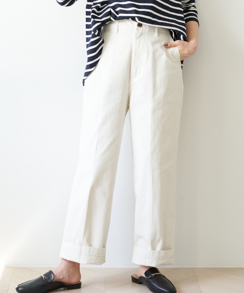 AMERICAN HOLIC（アメリカンホリック）の「綿ツイルワイドパンツ ＊（その他パンツ・レディース・ベージュ/ホワイト系その他7/ネイビー/ブルー系その他5/アイボリー/その他5・L/M）」の2枚目の写真