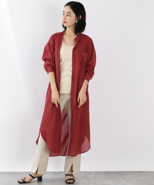 LOWRYS FARM（ローリーズファーム）の「シアーシャツワンピース　870622（ワンピース・レディース・ブラック/ベージュ/オフホワイト/レッド/ブルー/ブルー系その他/ベージュ系その他・FREE）」の7枚目の写真